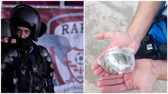 FOTO | Jandarmeria a găsit substanțe ilegale în autocarele în care se aflau suporterii îndreptați spre stadionul Giulești: ”Șase țigarete cu materii vegetale”