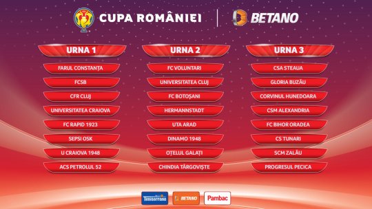 A avut loc tragerea la sorți pentru Cupa României. Dinamo și FCSB, în aceeași grupă. Cu cine se dulează Rapid, CFR sau Farul
