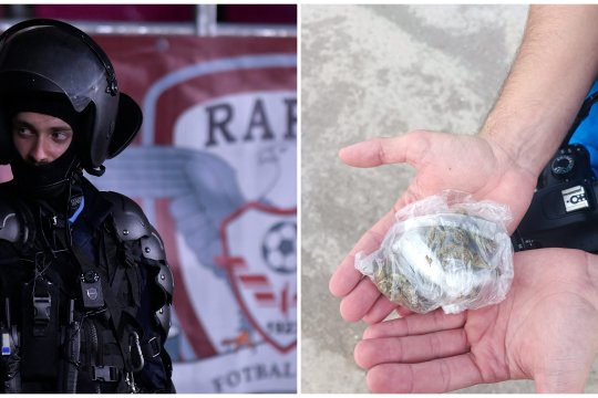FOTO | Jandarmeria a găsit substanțe ilegale în autocarele în care se aflau suporterii îndreptați spre stadionul Giulești: ”Șase țigarete cu materii vegetale”