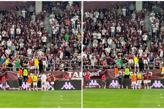 VIDEO + FOTO | A început scandalul în Giulești! Bătaie în tribune cu 20 de minute înaintea startului meciului. Săpunaru a sărit să îi despartă pe fani