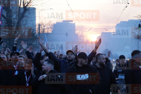 Imagini spectaculoase: fanii FCSB-ului, corteo spre Arena Națională înainte de duelul cu Rapid