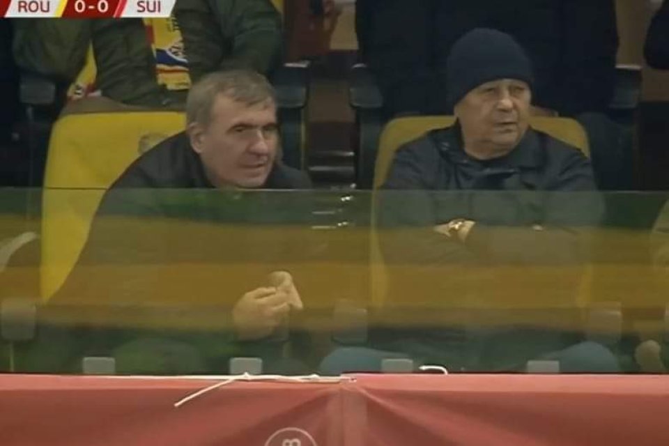 Mircea Lucescu și Gheorghe Hagi, împreună pe Arena Națională la România -Elveția 1-0, 21 noiembrie 2023