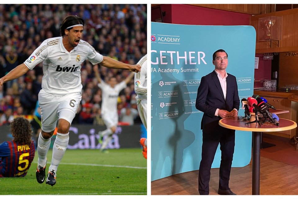 Colaj format din Sami Khedira, fostul jucător al lui Real Madrid, și Răzvan Burleanu, actualul președinte al FRF