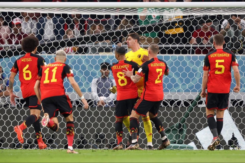 Jucătorii naționalei Belgiei în meciul contra Canadei, Grupa F, Cupa Mondiala 2022, Al Rayyan, Qatar, 23 noiembrie 2022