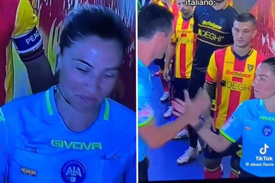 A lăsat-o cu mâna întinsă! "E vorba de bun simț!" Luca Sacchi și-a ignorat asistenta înainte de Lecce - Sassuolo și riscă să fie suspendat | VIDEO