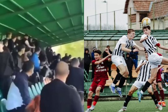 VIDEO | Imagini incredibile de la un meci de juniori dintre U Cluj și CFR! Suporterii celor două echipe s-au bătut în tribune. Ce s-a întâmplat