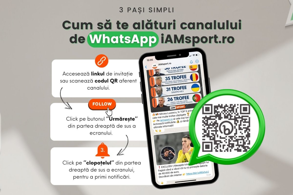 Intră în comunitatea iAM Sport de pe WhatsApp și primești cele mai tari știri direct pe telefon