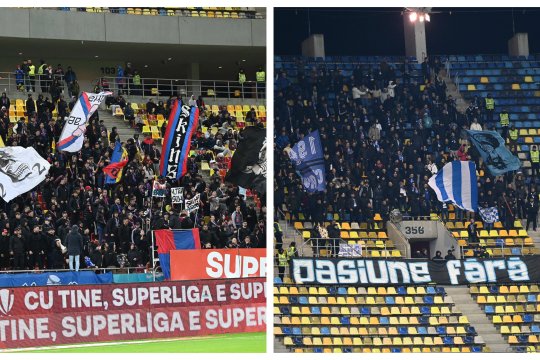 Mesajul categoric afișat de ultrași la partida dintre FCSB și FCU Craiova 1948: "Fără fuziune!"