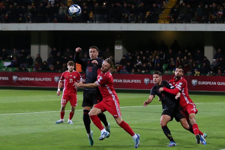Imagine din meciul jucat la Chișinău, între Moldova și Albania
