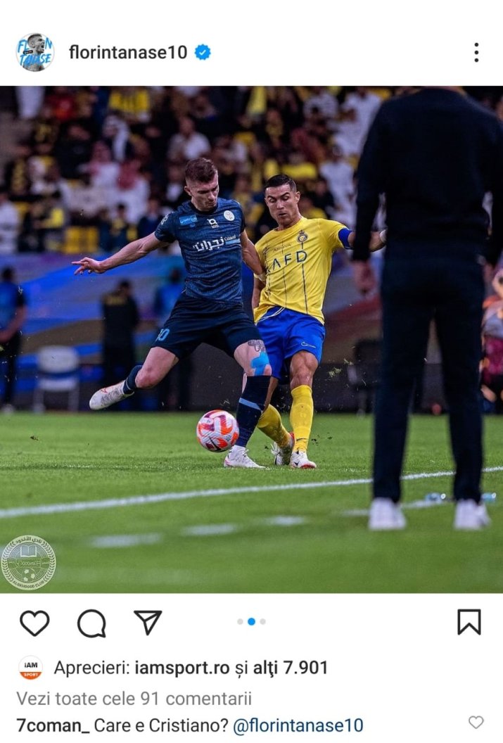 Postarea lui Florin Tănase cu Cristiano Ronaldo la care a răspuns Florinel Coman