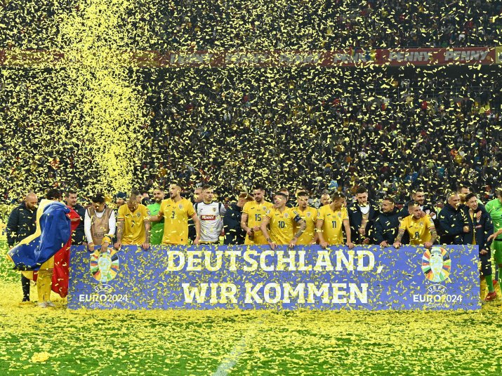 Bucuria de la finalul meciului cu Elveția, în urma căruia tricolorii au sărbătorit calificarea la Euro 2024