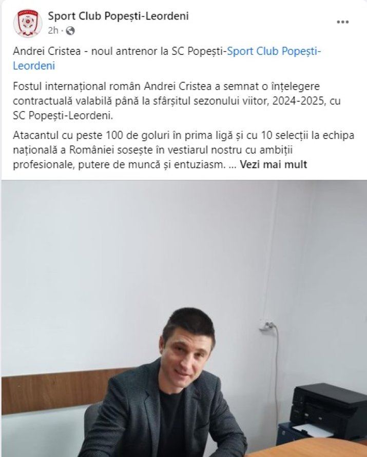 Andrei Cristea a semnat cu SC Popești Leordeni