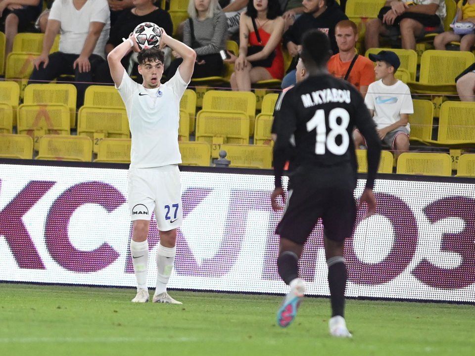 Andrei Borza, în meciul dintre FC Sferiff Tiraspol și FCV Farul Constanța, din Preliminariile Ligii Campionilor, Stadionul Sheriff din Tiraspol, 8 iulie 2023