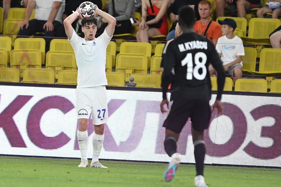 Andrei Borza, în meciul dintre FC Sferiff Tiraspol și FCV Farul Constanța, din Preliminariile Ligii Campionilor, Stadionul Sheriff din Tiraspol, 8 iulie 2023