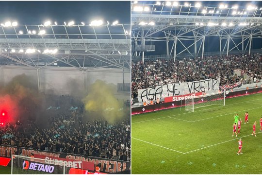 GALERIE FOTO | Protest al fanilor Petrolului și ai lui Dinamo la meciul de pe Arcul de Triumf! Mesajele fabuloase afișate: ”Așa ne vreți?”
