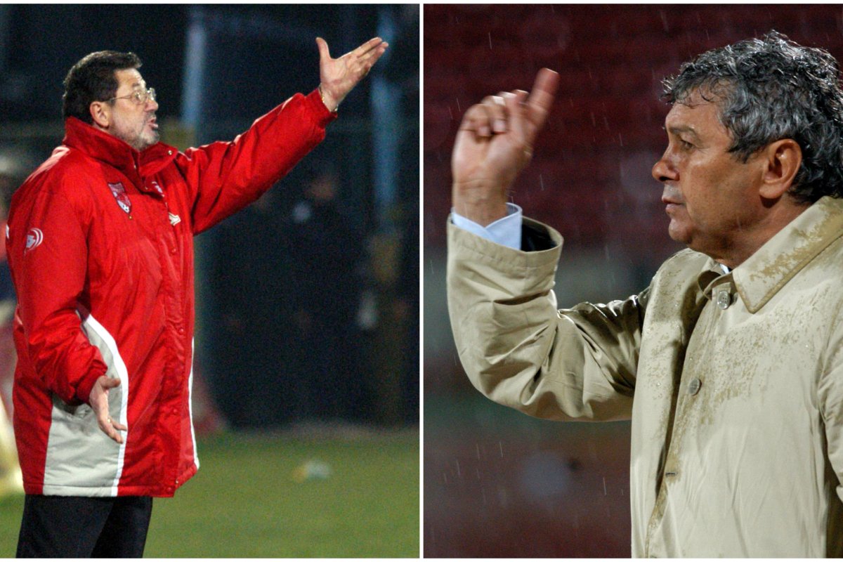 Cornel Dinu și Mircea Lucescu, legați cu ”fire” alb-roșii și vișinii