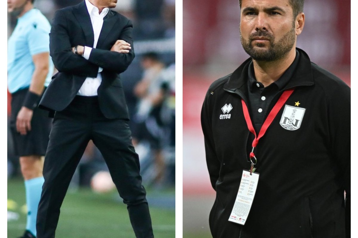 Razvan Lucescu, antrenor PAOK, și Adrian Mutu, antrenor Neftci Baku