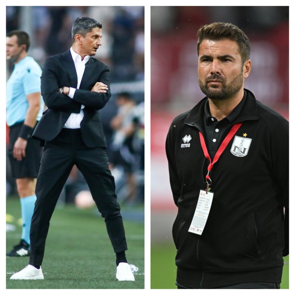 Razvan Lucescu, antrenor PAOK, și Adrian Mutu, antrenor Neftci Baku