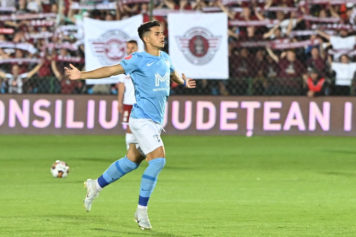 Doru Andrei se bucura dupa un golul marcat în secunda 11 a meciului de fotbal dintre FC Voluntari si Rapid Bucuresti, Superliga Superbet, Stadionul Anghel Iordanescu din Voluntari, 7 au