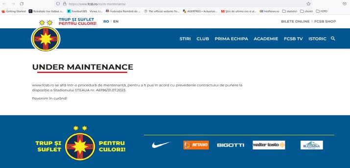 Siteul oficial al FCSB este închis pentru a se conforma prevederilor contractului de punere la dispoziție a Stadionului STEAUA