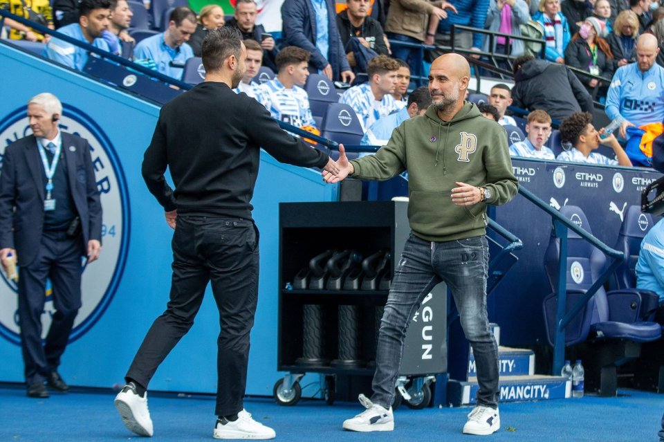 Roberto De Zerbi, antrenorul celor de la Brighton, la un meci cu Manchester City