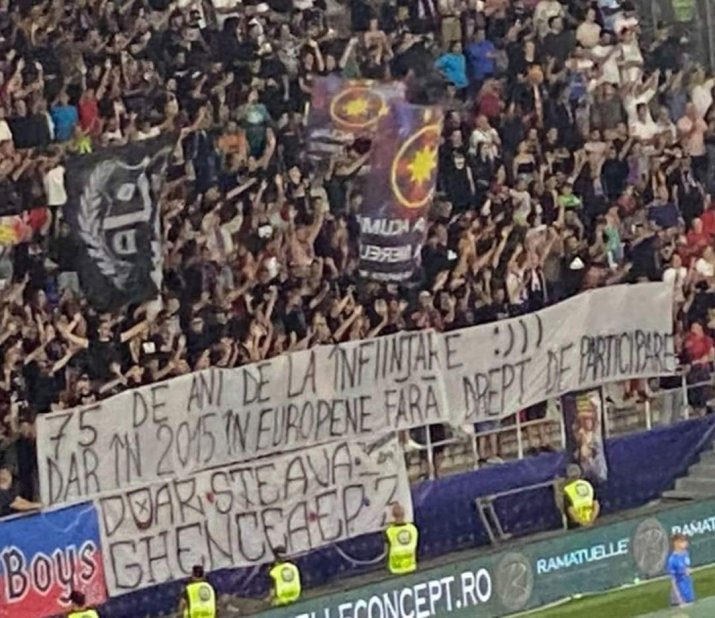 Mesajul suporterilor din Peluza Nord FCSB către cei de la Universitatea Craiova