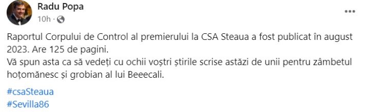 Postarea prin care deputatul suține că știrile apărute recent reprezintă doar un fake news