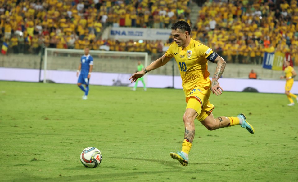 Nicolae Stanciu în meciul de fotbal dintre Cipru și România, contând pentru Liga Națiunilor, desfășurat pe Stadionul AEK Arena din Larnaca, sâmbătă 12 octombrie 2024