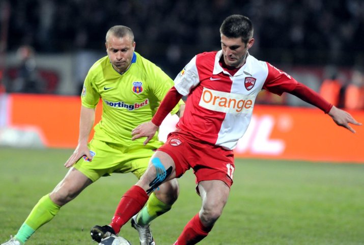 Andrei Cristea în tricoul celor de la Dinamo într-un derby cu FCSB câștigat de ”câini” cu 2-0 în care a și marcat