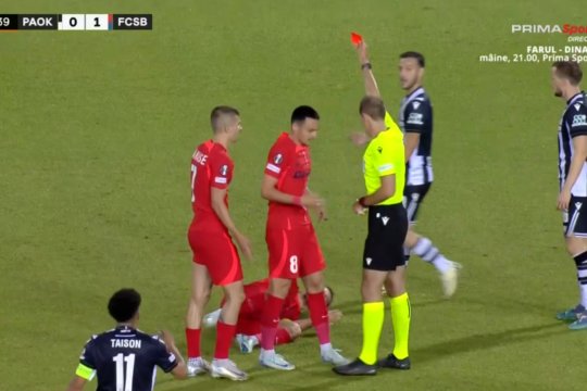Darius Olaru, eliminat în PAOK - FCSB! De ce i-a fost acordat cartonașul roșu căpitanului campioanei României