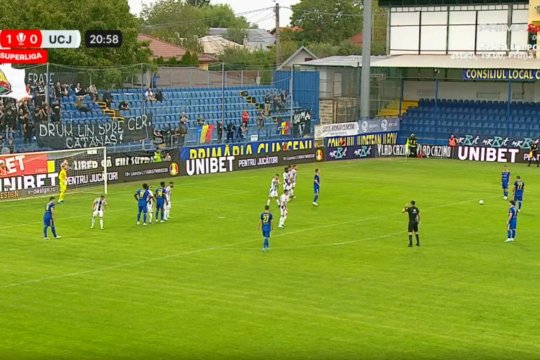 Imagini cât 1.000 de cuvinte! Cum a reacționat Ioan Ovidiu Sabău după ce Slobozia a marcat un gol uluitor în poarta lui U Cluj