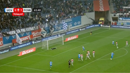 Penalty controversat acordat în Universitatea Craiova - FCSB. Ce s-a întâmplat