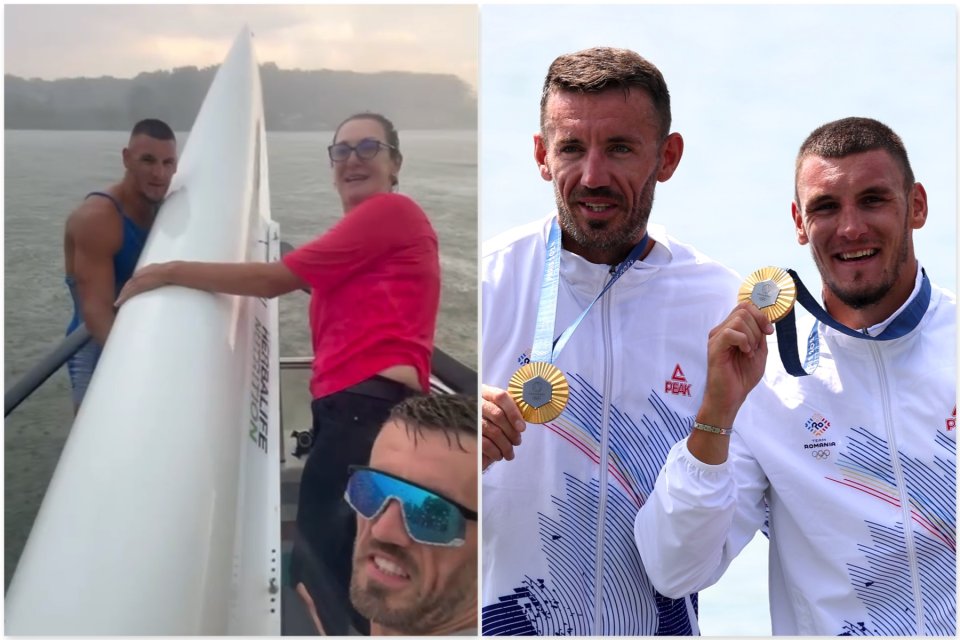 Campionii olimpici Marian Enache și Andrei Cornea, în șalupa care nu putea să înainteze