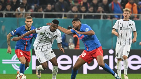 Imagine fabuloasă cu Daniel Bîrligea postată pe contul oficial al Europa League, din victoria obținută de FCSB în fața lui Midtjylland