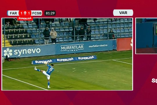 Penalty controversat primit de FCSB împotriva Farului! Găman a arătat spre punctul cu var doar după intervenția VAR