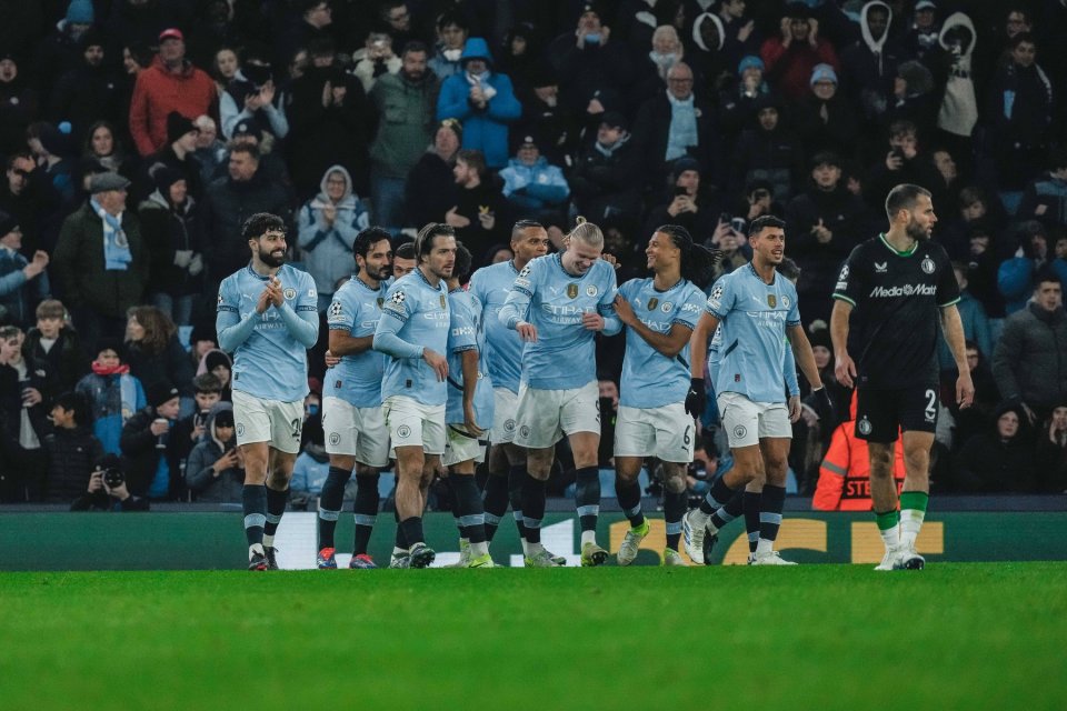 Fotbaliștii lui Manchester City la partida cu Feyenoord