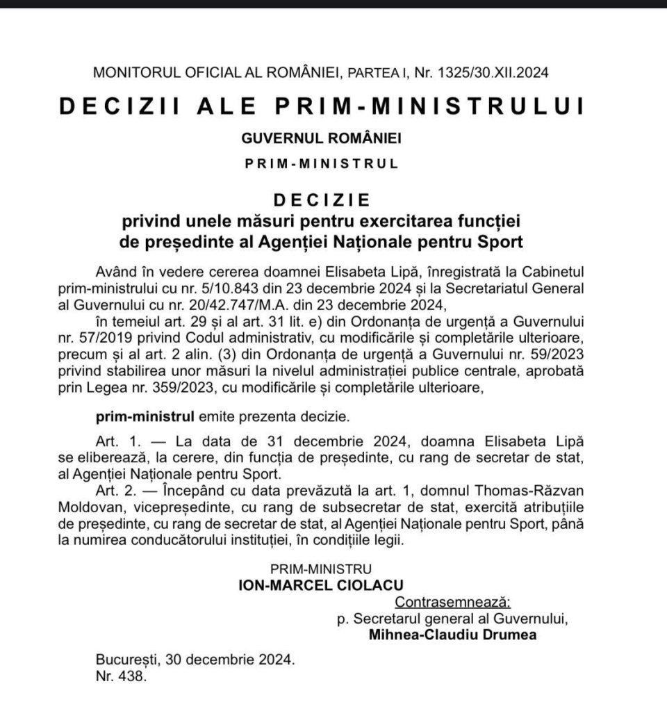 Decizia cu privire la viitorul Elisabetei Lipă la conducerea ANS