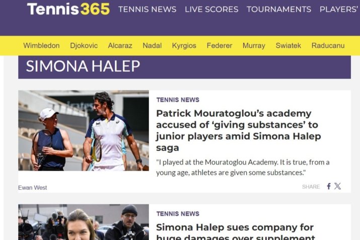 Titlul materialului care a dispărut de pe site: “Patrick Mouratoglou academy accused of <giving substances> to junior players amid Simona Halep saga”
