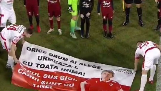 Mesaj de susținere pentru o legendă a clubului Dinamo, afișat înainte de partida cu CFR Cluj: ”Orice drum ai alege, urmează-l cu toată inima”