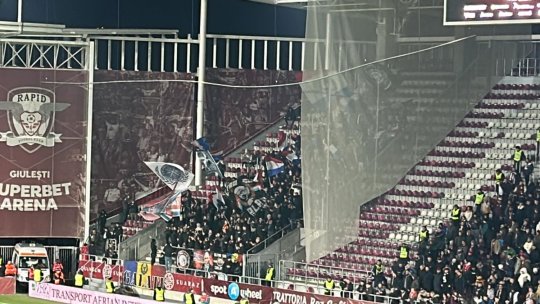 Mai mulți fani ai Rapidului au încercat să îi atace pe suporterii Oțelului după golul marcat de Rrahmani! Imaginile care nu s-au văzut la TV