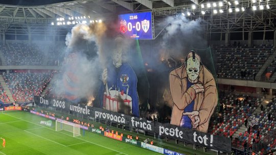 Câți fani au fost prezenți la CSA Steaua - Viitorul Tg Jiu. Suporterii roș-albaștrilor au pregătit o scenografie specială