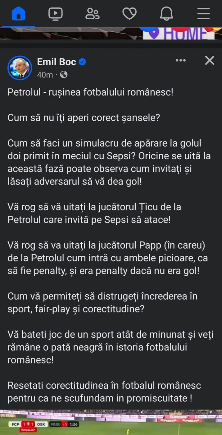 Postarea incriminatoare a primarului Emil Boc