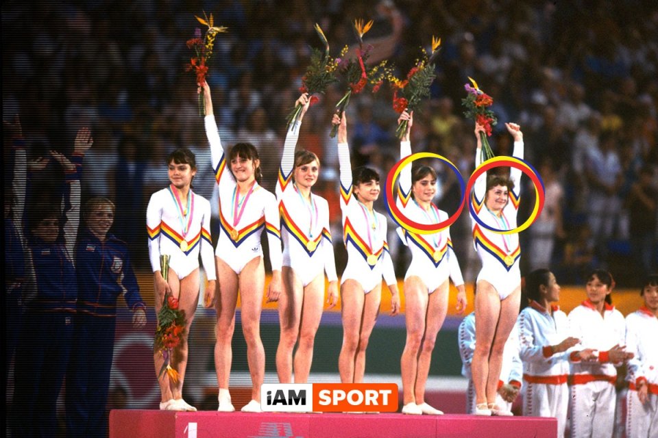 Lavinia Agache (stânga) a fost campioană europeană în 1983, la bârnă, și vicecampioană mondială la sărituri, bârnă și cu echipa