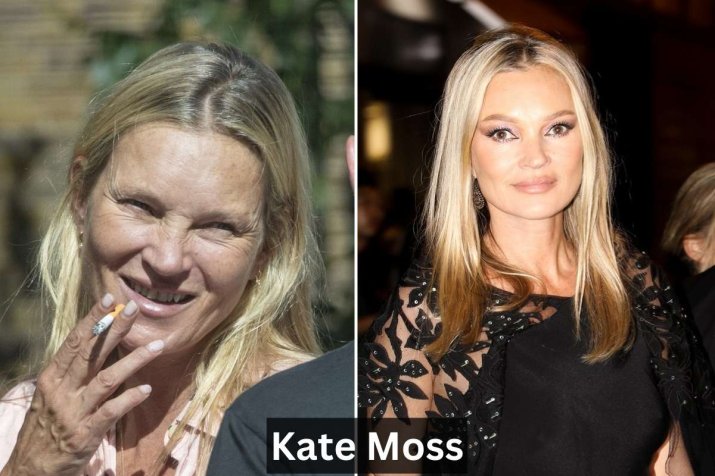 Kate Moss, în două cadre surprinse în același ani (2023). Schimbare totală când a apărut pe covorul roșu