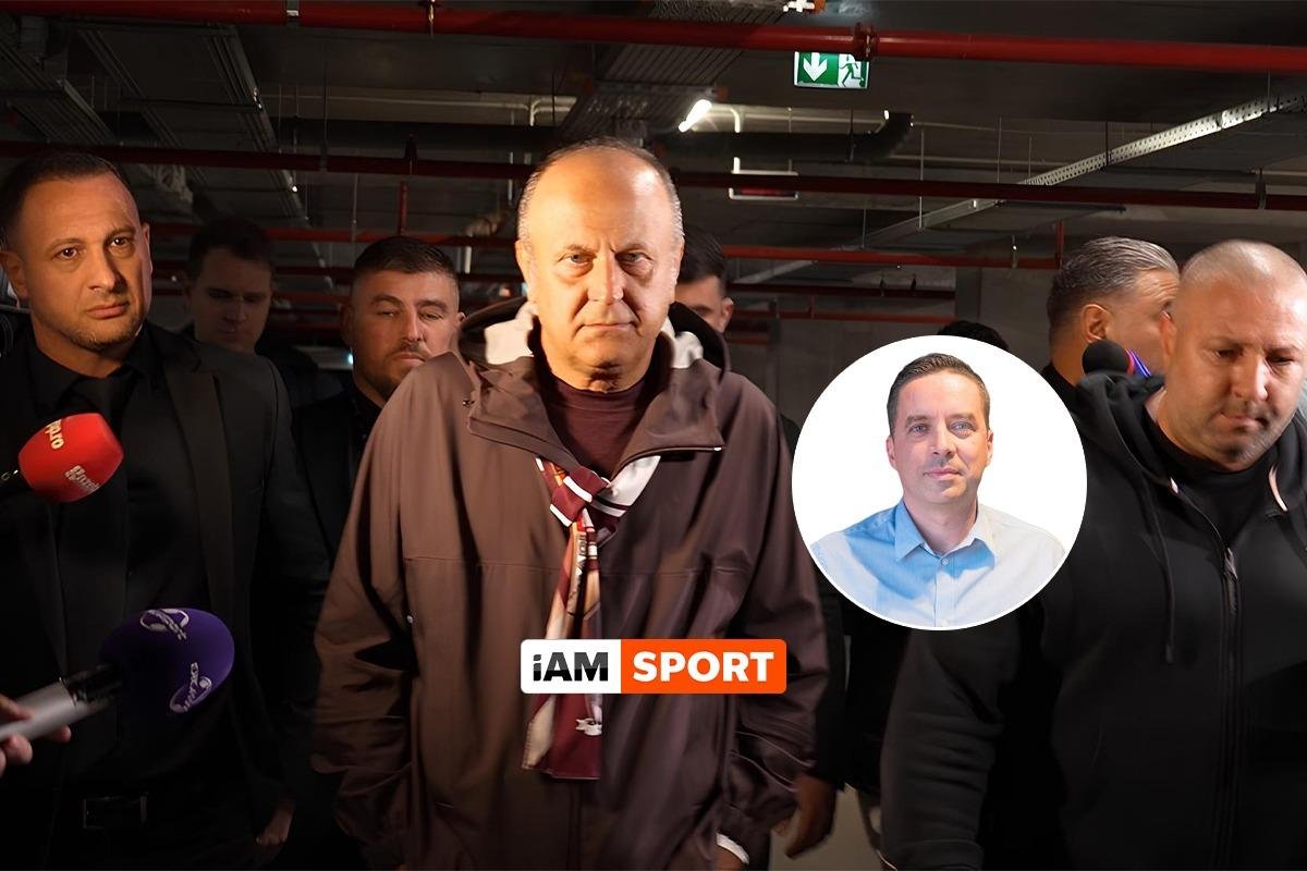 Dan Șucu înconjurat de gărzi de corp la plecarea de la Stadionul Giulești după înfrângerea în fața Universității Craiova, 29 aprilie 2024