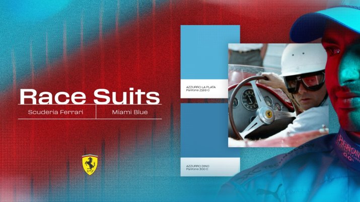 Culorile folosite pentru mașinile și combinezoanele piloților Ferrari care vor fi purate în Marele Premiu de la Miami