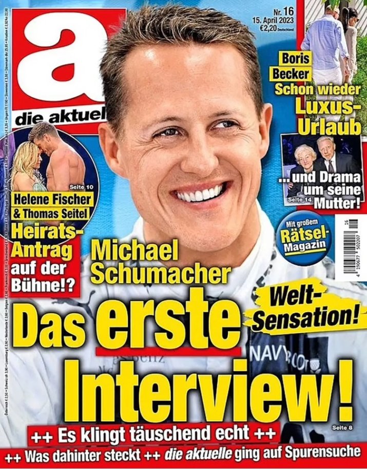 Coperta revistei Die Aktuelle în care a fost publicată știrea cu Schumacher