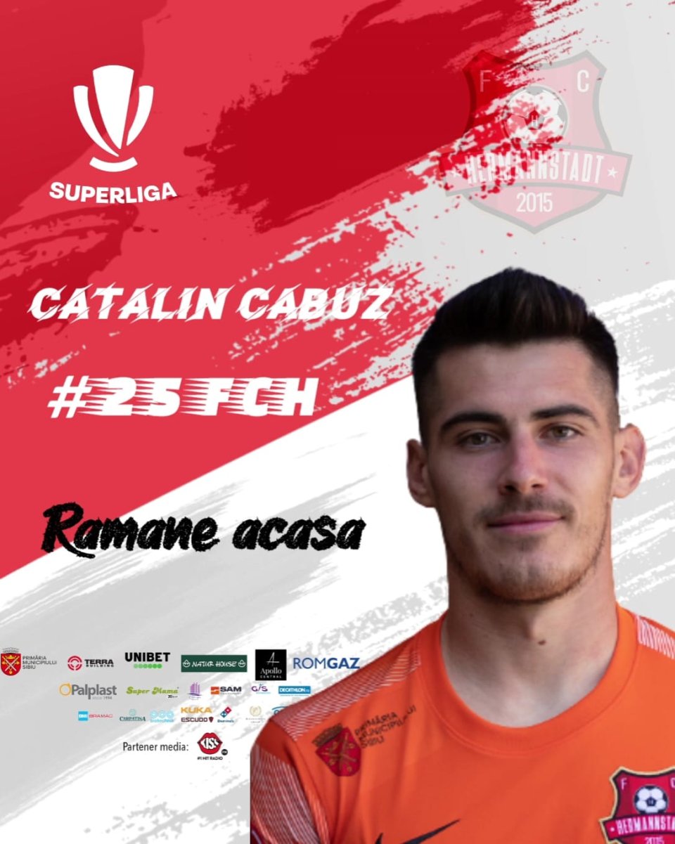 Împrumutat sezonul trecut de la CFR Cluj, Căbuz a fost transferat definitiv de sibieni. Portarul a semnat un acord valabil până în iunie 2028