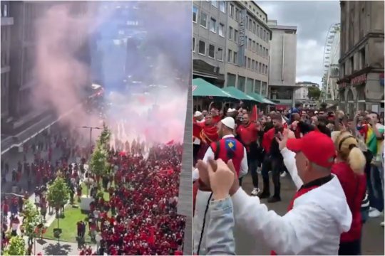 Imagini de neuitat înainte de debutul la Euro 2024! Albanezii au ”invadat” Germania și au dansat cu italienii, în ziua duelului direct