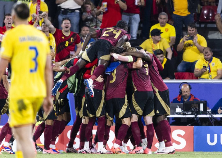 Bucuria belgienilor la unul dintre cele două goluri înscrise în meciul cu România